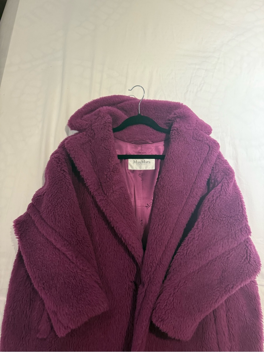 MaxMara Plush Teddy Coat in Raspberry - Picture 5 of 8